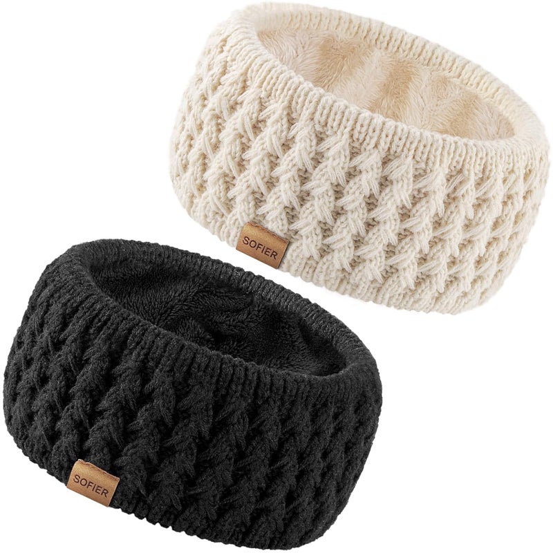 Sofier Winter Headbands for Women Knit Ear Warmers Soft Fuzzy Fleece Lined Cold Weather Ear Muffs Christmas Stocking Stuffers Gifts - Image 1